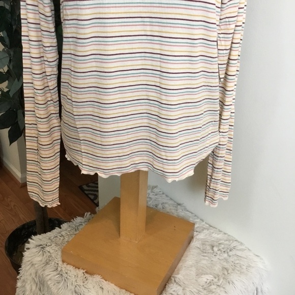 SO XL long sleeve ribbed tee w/ruffle hem green yellow - Picture 2 of 12